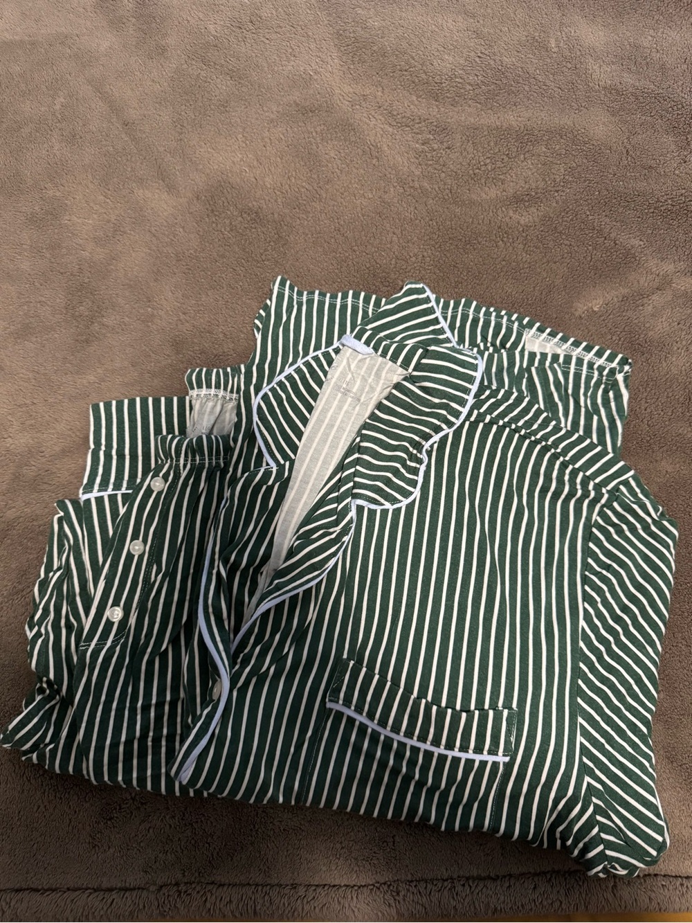 aerie Green and White Striped Pajama Set